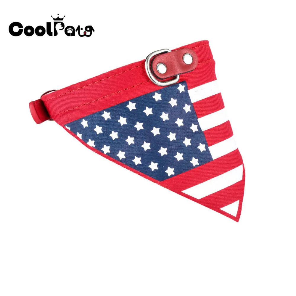 CoolPaw New Flag Style Pet Collar Classic Dog Bandanas for Small Dogs Adjustable for Dogs Cats